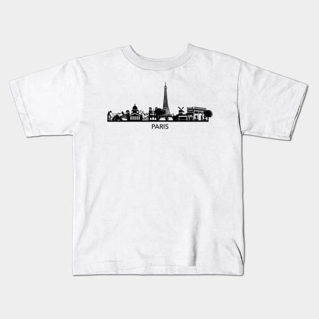 Paris Skyline Kids T-Shirt by Elenia Design